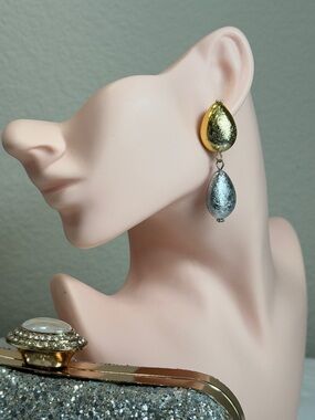 Gold and Silver Drop Earrings